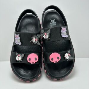 Sanrio Kuromi Sandals Black W stamped Charms  kids size 7
